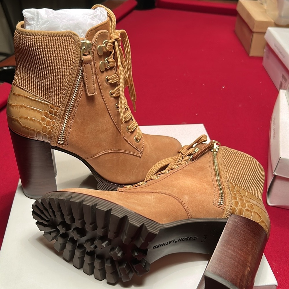 Gibson Latimer Tan Lace-Up Ankle Booties